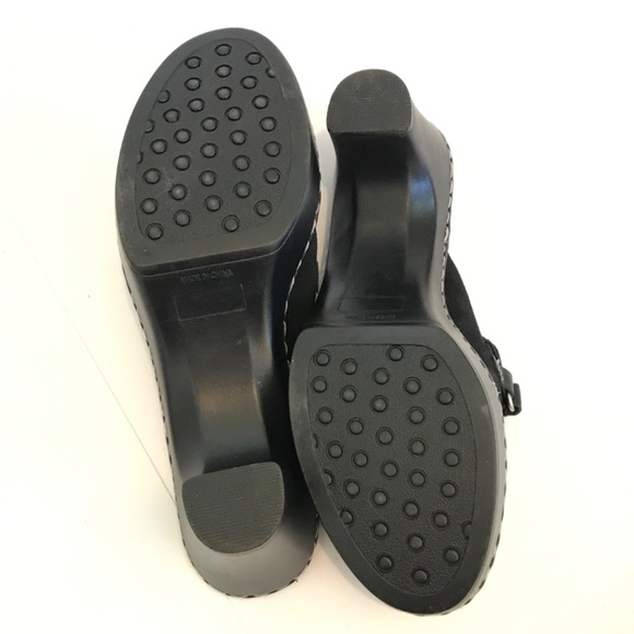 NICOLE Platform Mule Clogs Leather Black Slip On Heeled Clogs Markie Size 8 - Picture 13 of 16